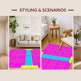 Ultra Soft Area Rug, Non Slip, Stain Resistant, Washable Area Rugs for Living Room, Bedroom, Lively Youthful Abstract Play Grid(Pink)