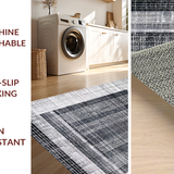 Ultra Soft Area Rug, Non Slip, Stain Resistant, Washable Area Rugs for Living Room, Bedroom, Striking Black White Doormat: Geometric Farmhouse Welcome Rug(Gray)