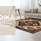 Ultra Soft Area Rug, Non Slip, Stain Resistant, Washable Area Rugs for Living Room, Bedroom, Rustic Earthy Geometric Design(Red)