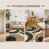 Ultra Soft Area Rug, Non Slip, Stain Resistant, Washable Area Rugs for Living Room, Bedroom, Contemporary Soft Toned Swirls(Beige)