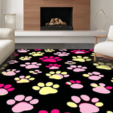Ultra Soft Area Rug, Non Slip, Stain Resistant, Washable Area Rugs for Living Room, Bedroom, Bright Cheerful Pet Footprint Art(Black)
