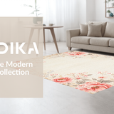 Ultra Soft Area Rug, Non Slip, Stain Resistant, Washable Area Rugs for Living Room, Bedroom, Modern Playful Flower Graphics(Beige)