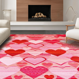 Ultra Soft Area Rug, Non Slip, Stain Resistant, Washable Area Rugs for Living Room, Bedroom, Charming Heart-Shaped Rustic Motif(Pink)