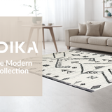 Ultra Soft Area Rug, Non Slip, Stain Resistant, Washable Area Rugs for Living Room, Bedroom, Contemporary Patterned Textured Beauty(White)