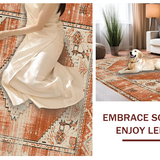 Ultra Soft Area Rug, Non Slip, Stain Resistant, Washable Area Rugs for Living Room, Bedroom, Minimalist Ethnic Diamond Pattern(Orange)