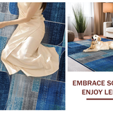 Ultra Soft Area Rug, Non Slip, Stain Resistant, Washable Area Rugs for Living Room, Bedroom, Modern Whimsical Patterned Flair(Blue)