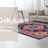 Ultra Soft Area Rug, Non Slip, Stain Resistant, Washable Area Rugs for Living Room, Bedroom, Serene Earthy Tones with Linear Patterns(Blue)