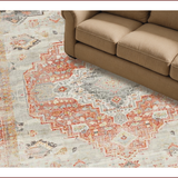 Ultra Soft Area Rug, Non Slip, Stain Resistant, Washable Area Rugs for Living Room, Bedroom, Sophisticated Earthy Geometric Arrangement(Red)