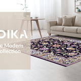 Ultra Soft Area Rug, Non Slip, Stain Resistant, Washable Area Rugs for Living Room, Bedroom, Vibrant Floral Accents on Beige(Purple)