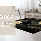 Ultra Soft Area Rug, Non Slip, Stain Resistant, Washable Area Rugs for Living Room, Bedroom, Striking Contrast of Bold Lines(Gold)
