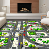 Ultra Soft Area Rug, Non Slip, Stain Resistant, Washable Area Rugs for Living Room, Bedroom, Whimsical Road Adventure Aesthetic(Gray)