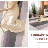 Ultra Soft Area Rug, Non Slip, Stain Resistant, Washable Area Rugs for Living Room, Bedroom, Chic Neutral Textured Stripe Motif(Purple)