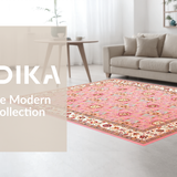 Ultra Soft Area Rug, Non Slip, Stain Resistant, Washable Area Rugs for Living Room, Bedroom, Rustic Creamy Beige Lattice Arrangement(Pink)