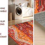 Ultra Soft Area Rug, Non Slip, Stain Resistant, Washable Area Rugs for Living Room, Bedroom, Dynamic Handcrafted Striped Accent(Red)