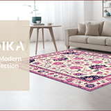 Ultra Soft Area Rug, Non Slip, Stain Resistant, Washable Area Rugs for Living Room, Bedroom, Charming Creamy Floral Whimsy(Ivory)