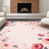 Ultra Soft Area Rug, Non Slip, Stain Resistant, Washable Area Rugs for Living Room, Bedroom, Serene Floral Embrace Aesthetic(Pink)