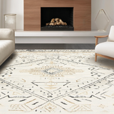 Ultra Soft Area Rug, Non Slip, Stain Resistant, Washable Area Rugs for Living Room, Bedroom, Minimalist Cozy Linear Design(Beige)