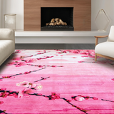Ultra Soft Area Rug, Non Slip, Stain Resistant, Washable Area Rugs for Living Room, Bedroom, Japanese Garden Inspired Motif(Pink)