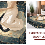 Ultra Soft Area Rug, Non Slip, Stain Resistant, Washable Area Rugs for Living Room, Bedroom, Mystical Sunburst Artistry(Gold)