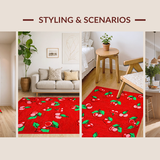 Ultra Soft Area Rug, Non Slip, Stain Resistant, Washable Area Rugs for Living Room, Bedroom, Bold Modern Fruit Illustrations(Red)