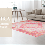 Ultra Soft Area Rug, Non Slip, Stain Resistant, Washable Area Rugs for Living Room, Bedroom, Charming Pink Floral Elegance(Pink)