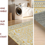 Ultra Soft Area Rug, Non Slip, Stain Resistant, Washable Area Rugs for Living Room, Bedroom, Vintage Retro Half-Moon Style(Gold)
