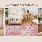 Ultra Soft Area Rug, Non Slip, Stain Resistant, Washable Area Rugs for Living Room, Bedroom, Elegant Soft Circle Design(Pink)