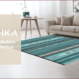 Ultra Soft Area Rug, Non Slip, Stain Resistant, Washable Area Rugs for Living Room, Bedroom, Sophisticated Black and White Design(Blue)