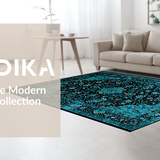 Traditional Blue Tones Retro Motif(Black)