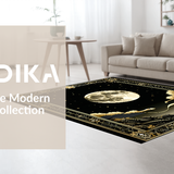 Ultra Soft Area Rug, Non Slip, Stain Resistant, Washable Area Rugs for Living Room, Bedroom, Dramatic Gothic Symbolic Decor(Gold)