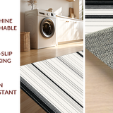 Ultra Soft Area Rug, Non Slip, Stain Resistant, Washable Area Rugs for Living Room, Bedroom, Monochrome Linear Weave Rug With Bold Stripes And Contrasting Bands Design(Black)