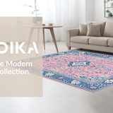 Ultra Soft Area Rug, Non Slip, Stain Resistant, Washable Area Rugs for Living Room, Bedroom, Artistic Retro Floral Composition(Pink)