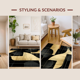 Ultra Soft Area Rug, Non Slip, Stain Resistant, Washable Area Rugs for Living Room, Bedroom, Chic Modernist Bold Artistic Motif(Gold)