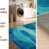 Ultra Soft Area Rug, Non Slip, Stain Resistant, Washable Area Rugs for Living Room, Bedroom, Nautical Sea Life Area Rug Featuring Abstract Seahorse and Marine Blue Gradient(Blue)