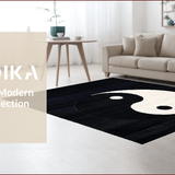 Ultra Soft Area Rug, Non Slip, Stain Resistant, Washable Area Rugs for Living Room, Bedroom, Elegant Traditional Yin Yang Motif(Black)