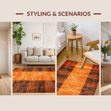 Ultra Soft Area Rug, Non Slip, Stain Resistant, Washable Area Rugs for Living Room, Bedroom, Eclectic Rustic Nature Pattern(Orange)