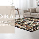 Ultra Soft Area Rug, Non Slip, Stain Resistant, Washable Area Rugs for Living Room, Bedroom, Unique Tiled Tribal Aesthetic(Brown)