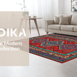 Ultra Soft Area Rug, Non Slip, Stain Resistant, Washable Area Rugs for Living Room, Bedroom, Contemporary Striped Visual Harmony(Red)
