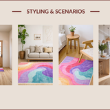 Ultra Soft Area Rug, Non Slip, Stain Resistant, Washable Area Rugs for Living Room, Bedroom, Charming Pastel Tie Dye Aesthetic(Pink)