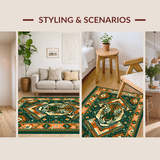 Ultra Soft Area Rug, Non Slip, Stain Resistant, Washable Area Rugs for Living Room, Bedroom, Artistic Green Jungle Vibes(Orange)