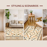 Ultra Soft Area Rug, Non Slip, Stain Resistant, Washable Area Rugs for Living Room, Bedroom, Transitional Geometric Rustic Appeal(Beige)