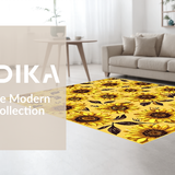 Ultra Soft Area Rug, Non Slip, Stain Resistant, Washable Area Rugs for Living Room, Bedroom, Cheerful Organic Geometry Theme(Yellow)