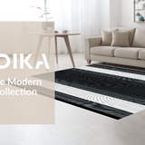 Ultra Soft Area Rug, Non Slip, Stain Resistant, Washable Area Rugs for Living Room, Bedroom, Sophisticated Neutral Diamond Layout(Black)