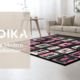 Ultra Soft Area Rug, Non Slip, Stain Resistant, Washable Area Rugs for Living Room, Bedroom, Lively 80s Inspired Soundscape(Pink)