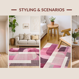 Ultra Soft Area Rug, Non Slip, Stain Resistant, Washable Area Rugs for Living Room, Bedroom, Bow Silhouette Rug with Unique Uno Reverse Graphic and Pink Tones(Pink)