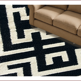 Ultra Soft Area Rug, Non Slip, Stain Resistant, Washable Area Rugs for Living Room, Bedroom, Greek Key Black Stair Treads Stain Resistant(Black)