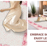 Ultra Soft Area Rug, Non Slip, Stain Resistant, Washable Area Rugs for Living Room, Bedroom, Scalloped Ribbon Bow Rug Coquette Preppy Accent with Wavy Border Design(Pink)