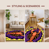 Ultra Soft Area Rug, Non Slip, Stain Resistant, Washable Area Rugs for Living Room, Bedroom, Artistic Lobster Embellished Scene(Purple)