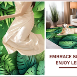 Ultra Soft Area Rug, Non Slip, Stain Resistant, Washable Area Rugs for Living Room, Bedroom, Green Leaf Plush Rug for Tropical Bedroom Decor(Green)