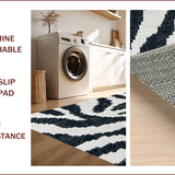 Ultra Soft Area Rug, Non Slip, Stain Resistant, Washable Area Rugs for Living Room, Bedroom, Boho Zebra Kitchen Rug for High Traffic Areas(Black)